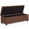 Avalon - Extra Large Storage Ottoman Bench - Distressed Saddle Brown - Image 3