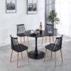 31.5" Tulip Table Mid-Century Dining Table For 2-4 People With Round MDF Table Top, Pedestal Dining Table, End Table Leisure Coffee Table - Black - Image 7