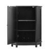 Bathroom Cabinet Triangle Corner Storage Cabinet With Adjustable Shelf Modern Style - Black - Image 13