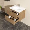 24" Wall Mount Bathroom Vanity Cabinet With - White Basin Sink Combo Floating - Walnut - Image 9