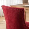 Ultra Side Dining Chair, Thickened Fabric Chairs With Neutrally Toned Solid Wood Legs, Bronze Nail Head (Set of 2) - Wine Red / Burgundy - Image 9