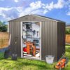 8Ft x 6Ft Outdoor Metal Storage Shed With Floor Base (SKU: W540S00012) - Gray - Image 4