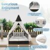 Outdoor Daybed Patio Lounge Bed With Adjustable Backrest Double Sun Lounger With Curtains, 4 Pillows For Garden Patio Poolside Balcony Beach - Cream - Image 4