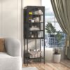 Metal Glass Door Display Storage Cabinet, 5 Tier Cube Bookshelf Storage Cabinet With 3 Adjustable Shelves For Kitchen, Dining Room, Living Room, Bathroom, Home Office - Black - Image 3