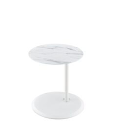 Orbit - End Table With Height Adjustable Marble Textured Top - White