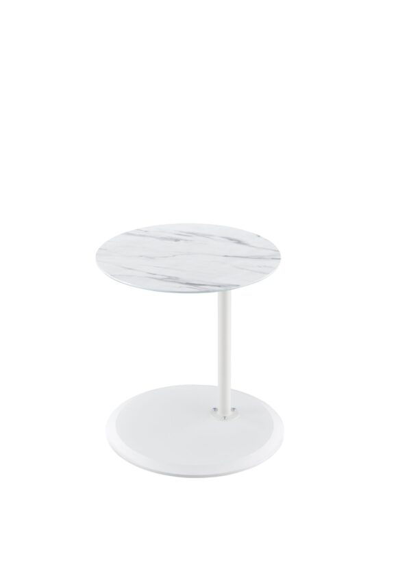 Orbit - End Table With Height Adjustable Marble Textured Top - White