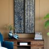 Rectangular Shaped Rice Paper Shadow Box Decor Wall Art, Transitional Style Wall Decor (Set of 2) - White / Blue - Image 6