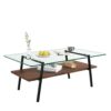 Rectangle Coffee Table, Tempered Glass Tabletop With Metal Legs, Modern Table For Living Room, Transparent Glass - Dark Brown - Image 8