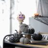 Halloween Pumpkin Decor Set, For Holiday Halloween Decoration (Set of 6) - Black / White - Image 2