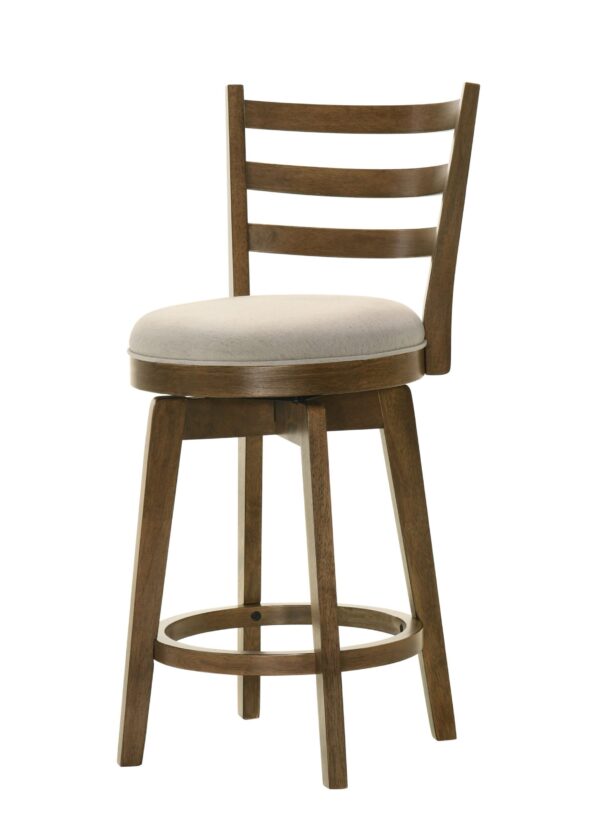 Joplin - Ladder Back Counter Height Swivel Chair With Upholstered Seat - Walnut