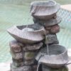 Indoor Outdoor Stone Water Fountain, 4 Tier Polyresin Cascading Rock Bowl Freestanding Fountain With LED Ligh - Gray - Image 5