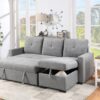 Serenity - Fabric Reversible Sleeper Sectional Sofa With Storage Chaise - Gray - Image 5