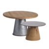 Galvanized Metal And Wood Cake Plates (Set of 2) - Brown - Image 2