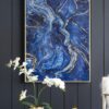 Framed Art Panels, Unique Marbled Design (Set of 2) - Blue - Image 8