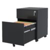 2 Drawer Mobile File Cabinet With Lock Steel File Cabinet For Legal / Letter / A4 / F4 Size/ Home / Office Design - Black - Image 5