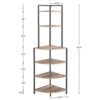 6 Tier Corner Open Shelf Modern Bookcase Wood Rack Freestanding Shelving Unit, Plant Album Trinket Sturdy Stand Small Bookshelf Space-Saving For Living Room Home Office Kitchen Small Space - Rustic Brown - Image 3