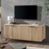 Modern Fluted Door Minimalist Storage Sideboard - Coastal Oak / Black - Image 5