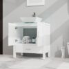 Bathroom Vanity And Sink Combo Glass Top Cabinet With Mirror - White - Image 4