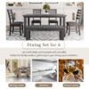 Dining Room Table And Chairs With Bench, Rustic Wood Dining Set (Set of 6) - Gray - Image 7