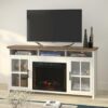 Hampton - Fireplace TV Stand Console For TVs Up To 85" - Jasmine Whitewash / Barnwood - Image 6