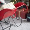 Iron Sleigh Large, Distressed Christmas Santa Sleigh Holiday Decoration - Black / Red - Image 4