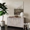 Accent Cabinet Farmhouse Style 4 Door Wooden Cabinet Sideboard Buffet Server Cabinet Storage Cabinet, For Living Room, Entryway, Hallway, Office, Kitchen And Dining Room - Natural Wood Wash - Image 3