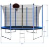 10Ft Trampoline With Basketball Hoop Inflator And Ladder (Inner Safety Enclosure) - Blue - Image 2