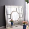 Antique Style Decorative Square Wall Mirror With Mirrored Frame, Wall Decor For Living Room Entryway, Console Lean Against Wall - Silver - Image 6
