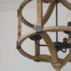 3 Light Wood Drum Chandelier, Hanging Light Fixture With Adjustable Chain For Kitchen, Bulb Not Included - Brown - Image 8