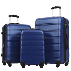 3 Piece Luggage Set Hardside Spinner Suitcase With Tsa Lock 20" 24" 28" Available - Blue