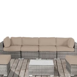 Luxury Outdoor Patio Sofa Set With Cushions All Weather Wicker Furniture For Garden, Backyard, Or Poolside Lounge Durable, Modern Design - Gray