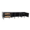 Rattan TV Stand With 3 Cabinets & 2 Drawers, Rattan-Inspired Media Console Table For Tvs Up To 80'', LED Light Entertainment Center, TV Cabinet For Living Room - Black - Image 13
