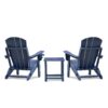 Folding Outdoor Adirondack Chair (Set of 2) And Table Set, Hdpe All-Weather Folding Fire Pit Chair, Ergonomic Design Patio Lawn Chair For Outside Deck Garden Backyardf Balcony - Navy Blue - Image 4