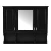 Wall Mounted Bathroom Medicine Cabinet, Modern Bathroom Wall Cabinet With Mirror, Mirror Cabinet With Open Shelves - Black - Image 10