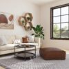 Brody - Large Square Coffee Table Pouf - Distressed Dark Brown - Image 7