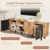 Mid Century TV Stand & 3 Cabinets, Media Console Table For Tvs Up To 70'', Entertainment Center With Storage For Living Room - Black / Brown - Image 7