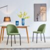 5 Pieces Dining Set, Table Metal Leg Mid-Century Dining Table For 4 - 6 People With MDF Table Top, Pedestal Dining Table, End Table Leisure Coffee Table - Army Green - Image 6