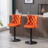 Swivel Velvet Barstools Adjusatble Seat Height, Modern Upholstered Bar Stools With Backs Comfortable Tufted For Home Pub And Kitchen Island (Set of 2) - Orange - Image 13
