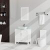 Bathroom Vanity And Sink Combo Glass Top Cabinet With Mirror - White - Image 2