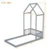 Twin House-Shaped Roof Headboard Floor Bed, (Without Slats) - Gray - Image 14