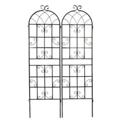 2 Pack Metal Garden Trellis Rustproof Trellis For Climbing Plants Outdoor Flower Support - Black