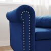 Chaise Lounge Indoor, Velvet Lounge Chair For Bedroom With Storage & Pillow, Modern Upholstered Rolled Arm Chase Lounge For Sleeping With Nailhead Trim For Living Room Bedroom Office - Navy Blue - Image 7