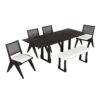 Modern 6 Piece Extendable Dining Table Set With 4 Wicker Back Upholstered Dining Chairs And Long Bench, 2 Removable Leaf - Espresso - Image 7