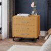 Glimmering Nightstand With 3 Drawers And Iron Base - Maple / Black - Image 10