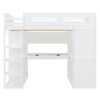 Full Size Loft Bed With Desk, Wardrobes, 4 Drawers And 4 Shelves - White - Image 2