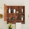 Wall Mounted Bathroom Storage Cabinet With Mirror Door, Medicine Cabinet, Over The Toilet Storage Cabinet With Shelves And Towel Rack - Walnut Brown - Image 5