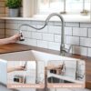 Stainless Steel High Arc Kitchen Faucet With Pull Down Sprayer - Brushed Nickel - Image 8