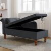 Chaise Lounge Indoor, Velvet Lounge Chair For Bedroom With Storage & Pillow, Modern Upholstered Rolled Arm Chase Lounge For Sleeping With Nailhead Trim For Living Room Bedroom Office - Black - Image 6