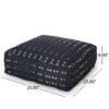 Dalm - Fabric Square Pouf Ottoman With Polystyrene Beads Filling - Dark Blue / White - Image 3