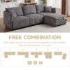 Multi Module Combination Style Sofa For Living Room And Other Lounge Spaces, Modern Minimalist Corduroy Combination Sofa With 2 Comfort Cushions With USB & C Charging Ports, 2 Sets - Gray - Image 8